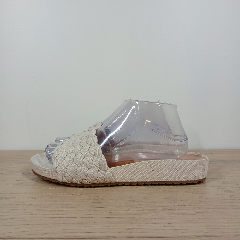 Cole Haan Slides Womens 9 Tan Woven Strap Flat Slip On Summer Minimal Comfy